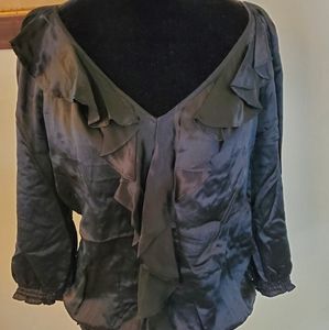 EC Silk Blouse with ruffle neck